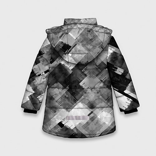Зимняя куртка для девочки Полоски белые и чёрные / 3D-Светло-серый – фото 2