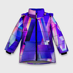 Зимняя куртка для девочки Синие и розовые прямоугольники