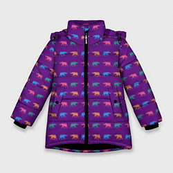 Зимняя куртка для девочки Разноцветные слоны