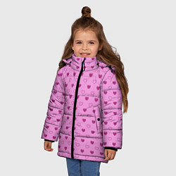 Куртка зимняя для девочки Милые сердечки, цвет: 3D-светло-серый — фото 2