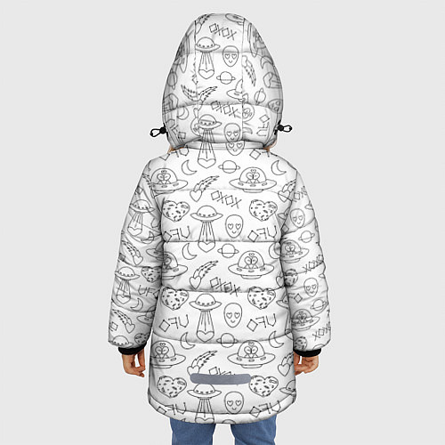 Зимняя куртка для девочки Влюбленные пришельцы в бесконечном космосе / 3D-Черный – фото 4