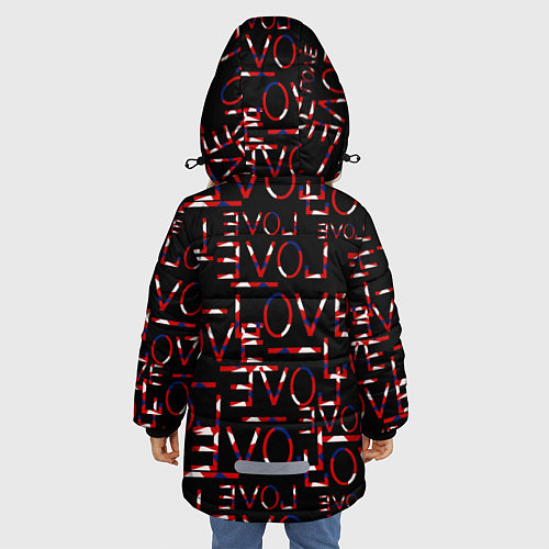Зимняя куртка для девочки Love паттерн / 3D-Черный – фото 4