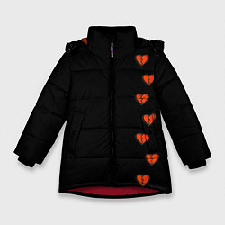 Куртка зимняя для девочки Дорожка разбитых сердец - темный, цвет: 3D-красный