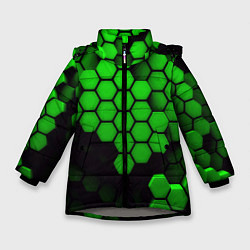 Куртка зимняя для девочки Майнкрафт текстура, цвет: 3D-светло-серый