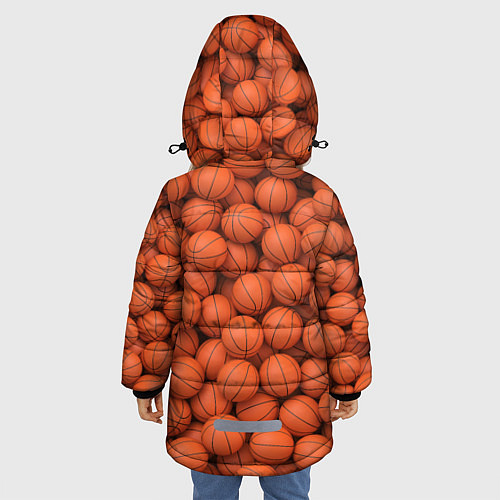 Зимняя куртка для девочки Баскетбольные мячи / 3D-Черный – фото 4