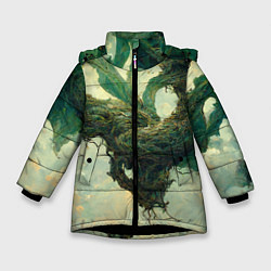 Куртка зимняя для девочки Рисунок нейросети, цвет: 3D-черный