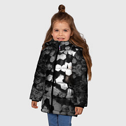 Куртка зимняя для девочки Карбоновые соты абстрация, цвет: 3D-красный — фото 2