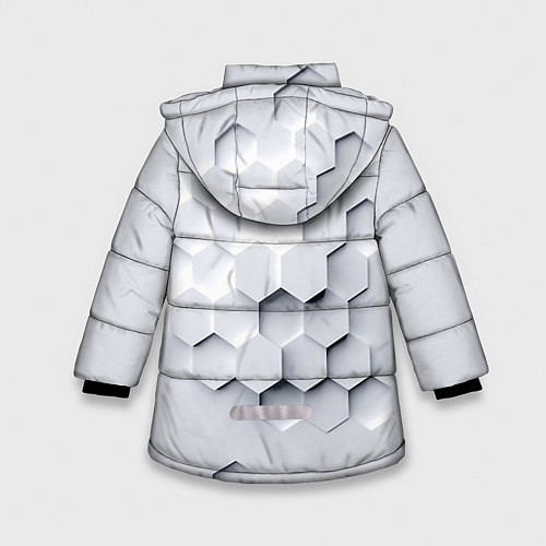 Зимняя куртка для девочки Серый соты / 3D-Светло-серый – фото 2