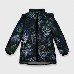 Куртка зимняя для девочки Паттерн из множества тёмных цветов, цвет: 3D-светло-серый