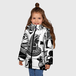 Куртка зимняя для девочки Египетские знаки, цвет: 3D-светло-серый — фото 2
