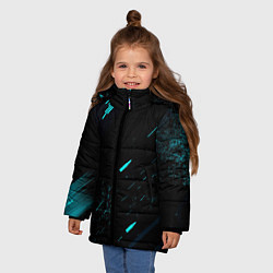 Куртка зимняя для девочки Abstraction Line blue, цвет: 3D-черный — фото 2