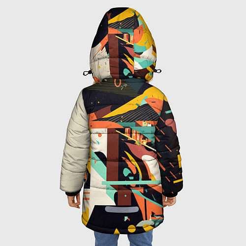 Зимняя куртка для девочки Авангардная геометрическая композиция / 3D-Черный – фото 4