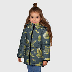 Куртка зимняя для девочки Лимоны в карандаше на сером фоне, цвет: 3D-черный — фото 2