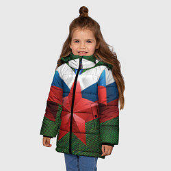 Куртка зимняя для девочки Звезда на фоне флага, цвет: 3D-красный — фото 2