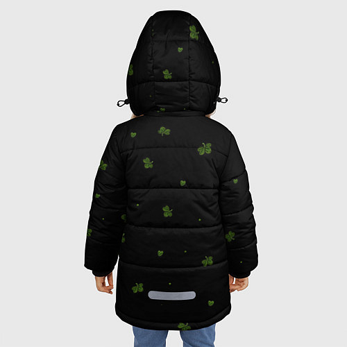 Зимняя куртка для девочки Четырехлистный клевер на черном фоне / 3D-Черный – фото 4