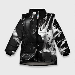 Зимняя куртка для девочки Брызги красок - белая и черная