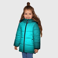 Куртка зимняя для девочки Неоновый синий градиент, цвет: 3D-черный — фото 2