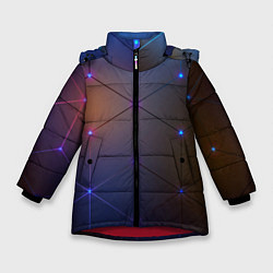 Куртка зимняя для девочки Космические треугольники, цвет: 3D-красный