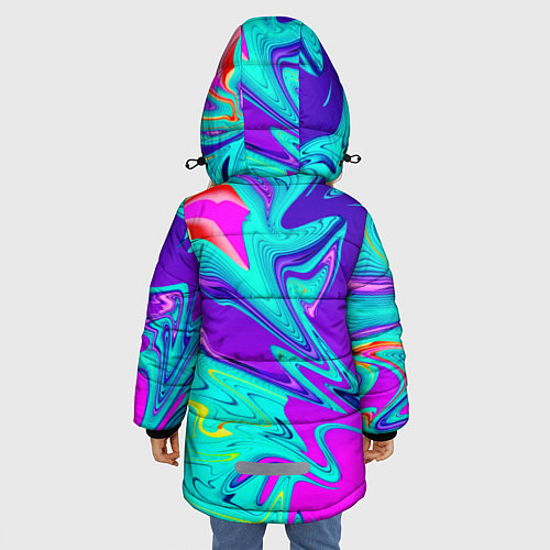 Зимняя куртка для девочки Неоновые краски разводы / 3D-Черный – фото 4