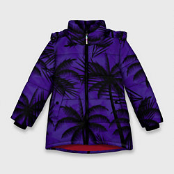 Куртка зимняя для девочки Пальмы в ночи, цвет: 3D-красный