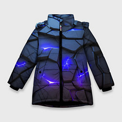 Куртка зимняя для девочки Светящаяся синяя лава, цвет: 3D-черный