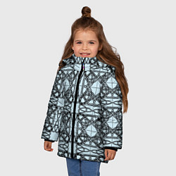 Куртка зимняя для девочки Трилистник орнамент в круге, цвет: 3D-светло-серый — фото 2