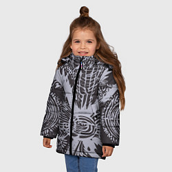 Куртка зимняя для девочки Графическая фантазия абстракт, цвет: 3D-светло-серый — фото 2