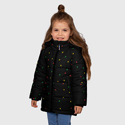 Куртка зимняя для девочки Абстракция листья, цвет: 3D-красный — фото 2