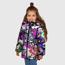 Куртка зимняя для девочки Рок тематика, цвет: 3D-красный — фото 2