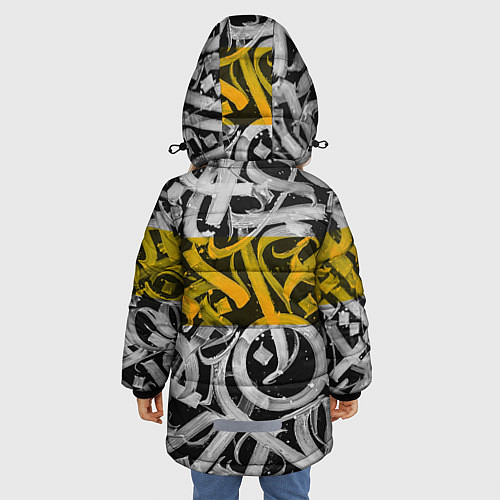 Зимняя куртка для девочки Yellow Callicraphic / 3D-Черный – фото 4