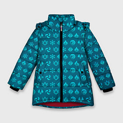Куртка зимняя для девочки Паттерн элементали под крио, цвет: 3D-красный