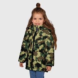 Куртка зимняя для девочки Военный камуфляж, цвет: 3D-черный — фото 2