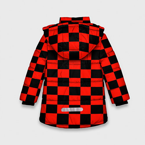 Зимняя куртка для девочки Красный квадрат / 3D-Светло-серый – фото 2