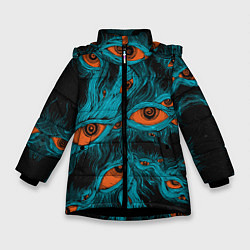 Зимняя куртка для девочки Винтажные глаза пиксельные