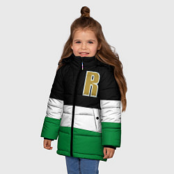 Куртка зимняя для девочки Буква R цветные полосы, цвет: 3D-светло-серый — фото 2