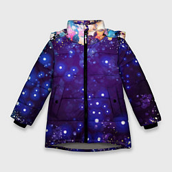 Куртка зимняя для девочки Звездочки - космическое небо, цвет: 3D-светло-серый