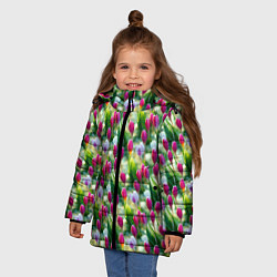 Куртка зимняя для девочки Весенние тюльпаны и подснежники, цвет: 3D-красный — фото 2
