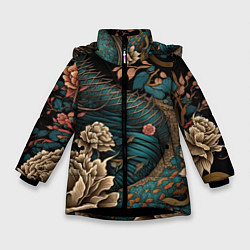 Зимняя куртка для девочки Японский змей Irezumi