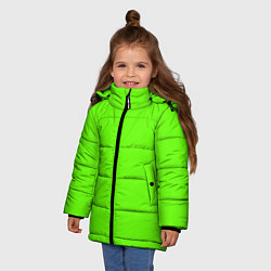 Куртка зимняя для девочки Кислотный зеленый, цвет: 3D-черный — фото 2