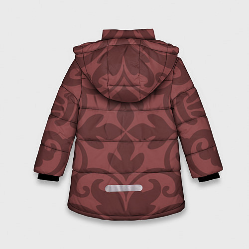 Зимняя куртка для девочки Красивые узоры на красном / 3D-Светло-серый – фото 2