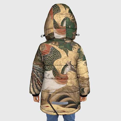 Зимняя куртка для девочки Сказочная птица / 3D-Черный – фото 4