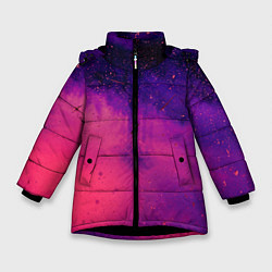 Куртка зимняя для девочки Фиолетовый космос, цвет: 3D-черный