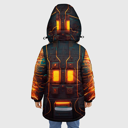Зимняя куртка для девочки Паттерн в стиле киберпанк / 3D-Черный – фото 4