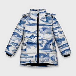 Зимняя куртка для девочки Морские рыбы