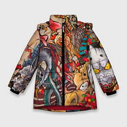 Зимняя куртка для девочки Иредзуми: демон и дракон