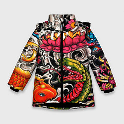 Зимняя куртка для девочки Иредзуми: цветущий лотос