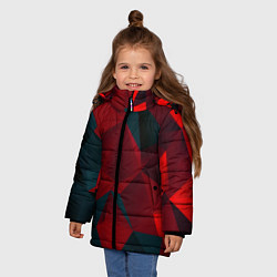 Куртка зимняя для девочки Битва кубов красный и черный, цвет: 3D-светло-серый — фото 2
