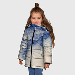 Куртка зимняя для девочки Горы скалы в тумане, цвет: 3D-светло-серый — фото 2
