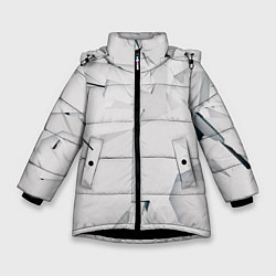 Куртка зимняя для девочки Абстрактные разные белые и серые фигуры, цвет: 3D-черный