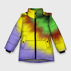 Куртка зимняя для девочки Яркий Тай-Дай, цвет: 3D-светло-серый